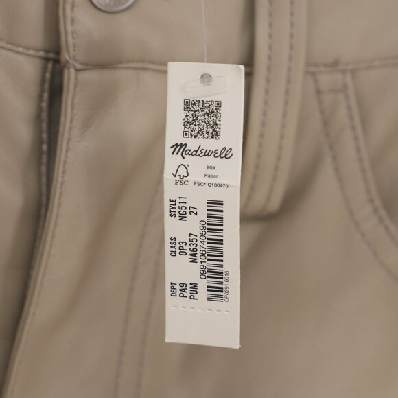 MADEWELL The Perfect Vintage Straight Jean Faux Leather Pumice Beige Size 27 - Picture 9 of 11